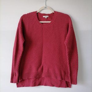 Madewell Womens Red Long Sleeve Round Neck Side Zip Knit Pullover Sweater Size S